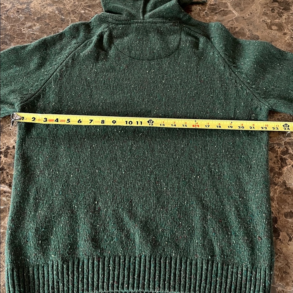 Aran Woolen Mills Green Speckled Cable Knit Lambswool Hooded Pullover Sweater M - Picture 10 of 11